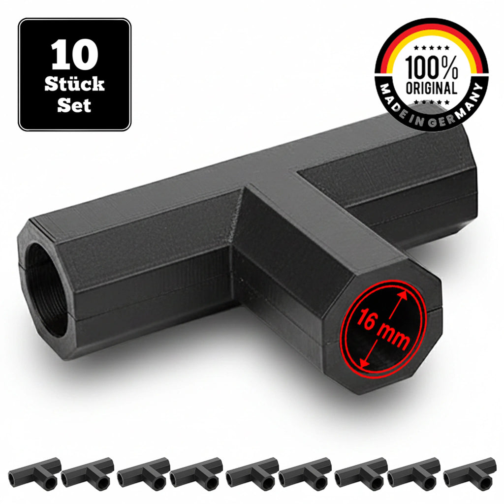 Gewächshaus Rohrverbinder T-Form | Steck & Clip System